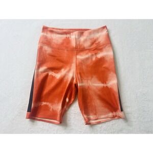Nike Dri-FIT One Luxe Womens Orange 7"Mid-Rise Printed Training Biker Shorts "S"